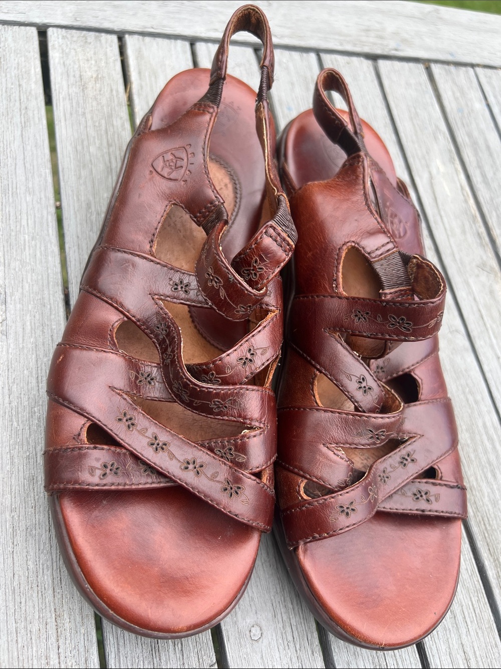 Ariat Brown Leather Strappy Slingback Sandals